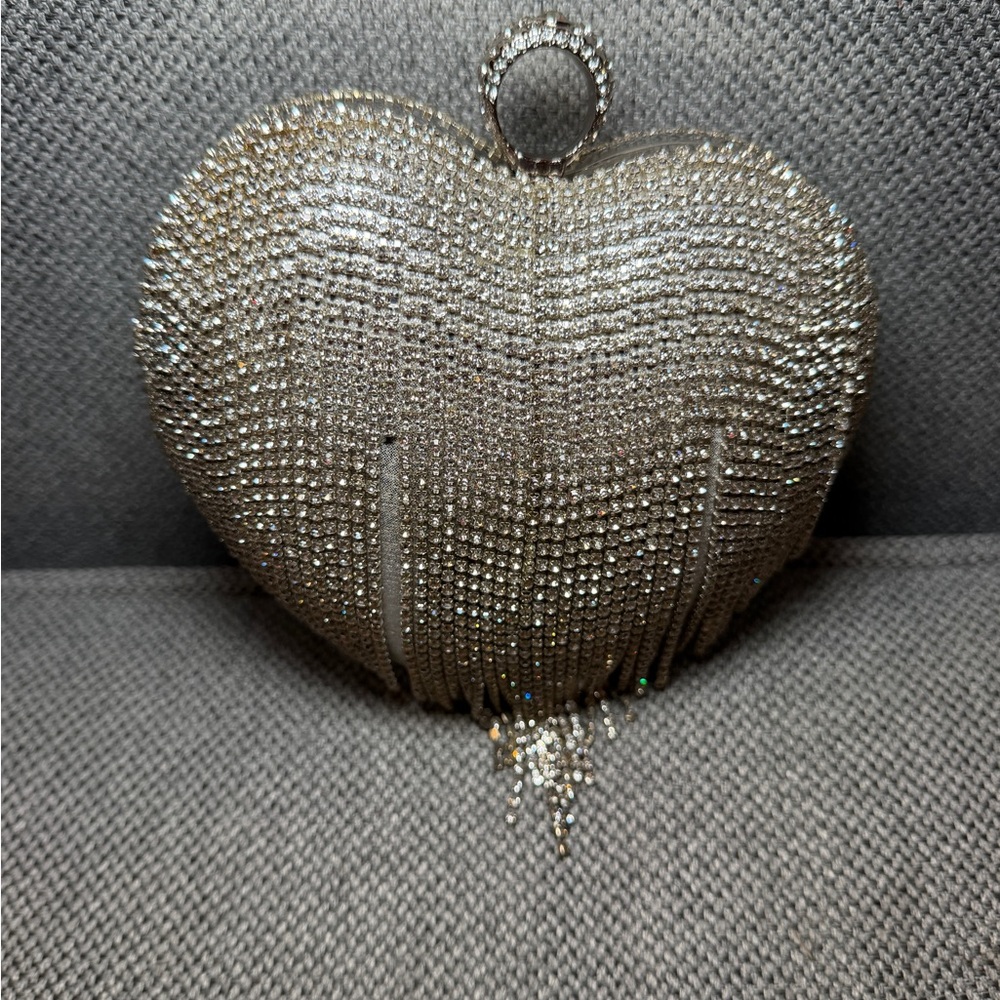 Silver Heart Clutch